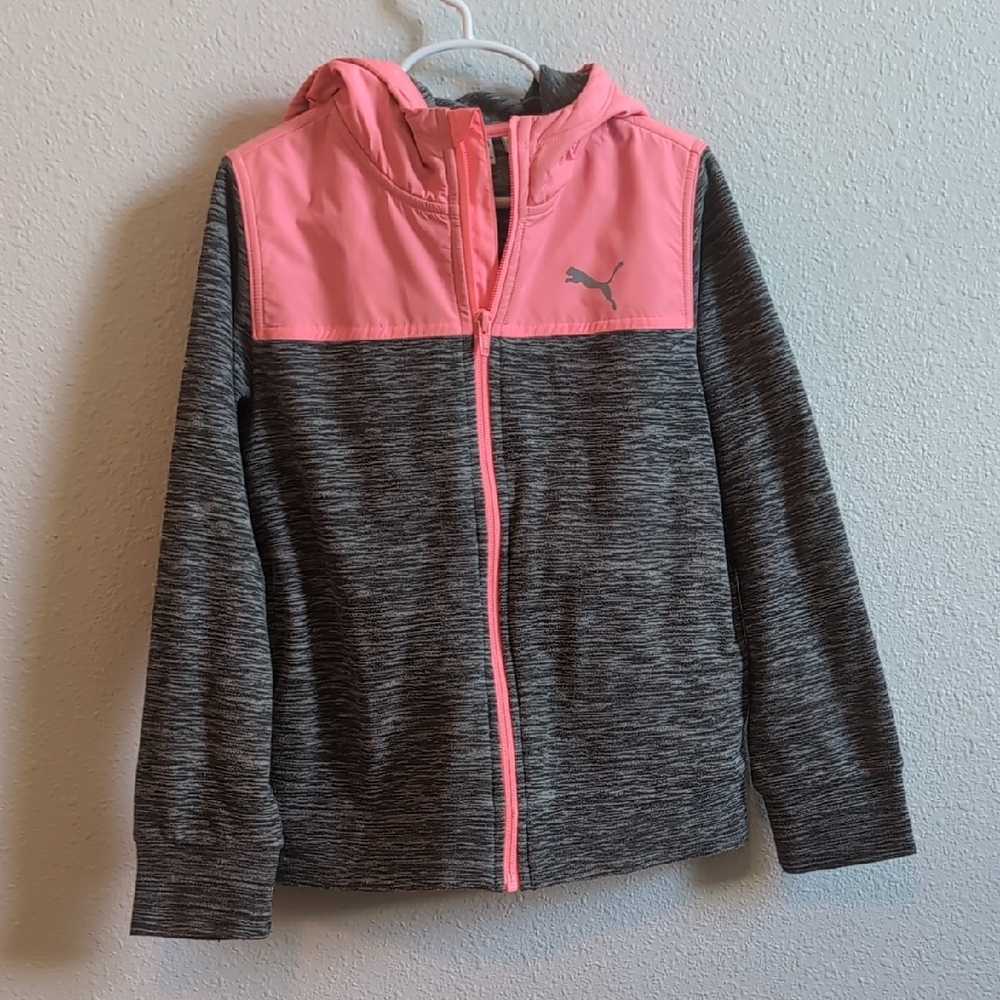 Puma Pink and Gray Sweatshirt with Color-Blocked Design